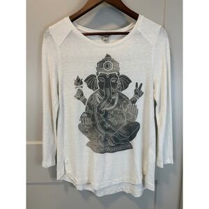 Lucky Brand Cream‎ Ivory Ganesha T-Shirt Size Large